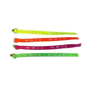 WWJD Elastic Bracelets Set 0f 12  fluorescent Adjustable Religious Wristbands Fo